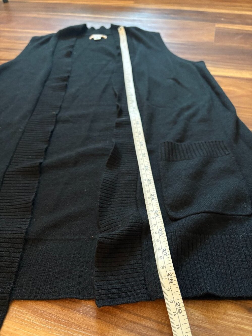 Ladies' black sweater vest with pockets - Picture 4 of 6